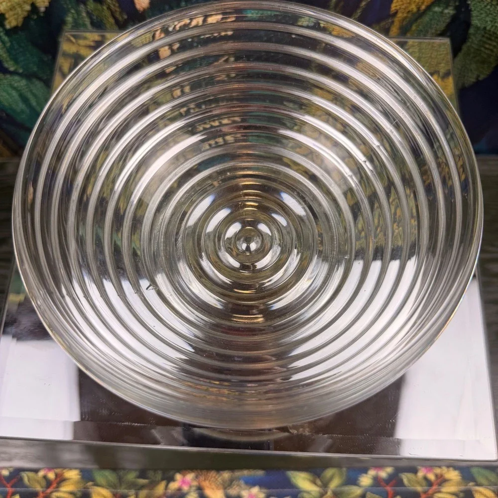 Park Avenue Clear Glass Ribbed Concentric Circle Decorative Bowl‎ Centerpiece